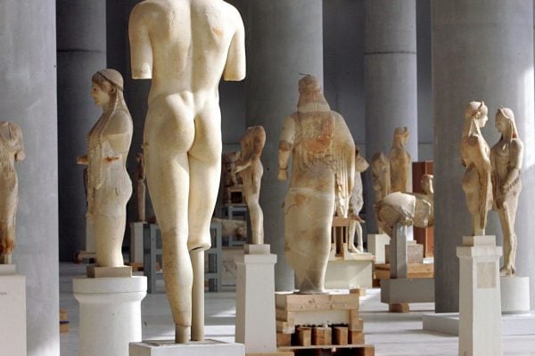 statues in acropolis museum in athens